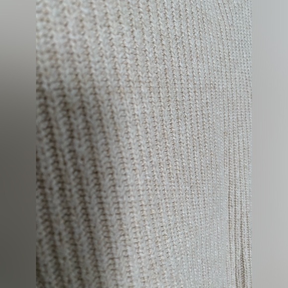 Madewell- cotton blend crewneck boxy fit cream beige ribbed sweater front pocket - Picture 11 of 12